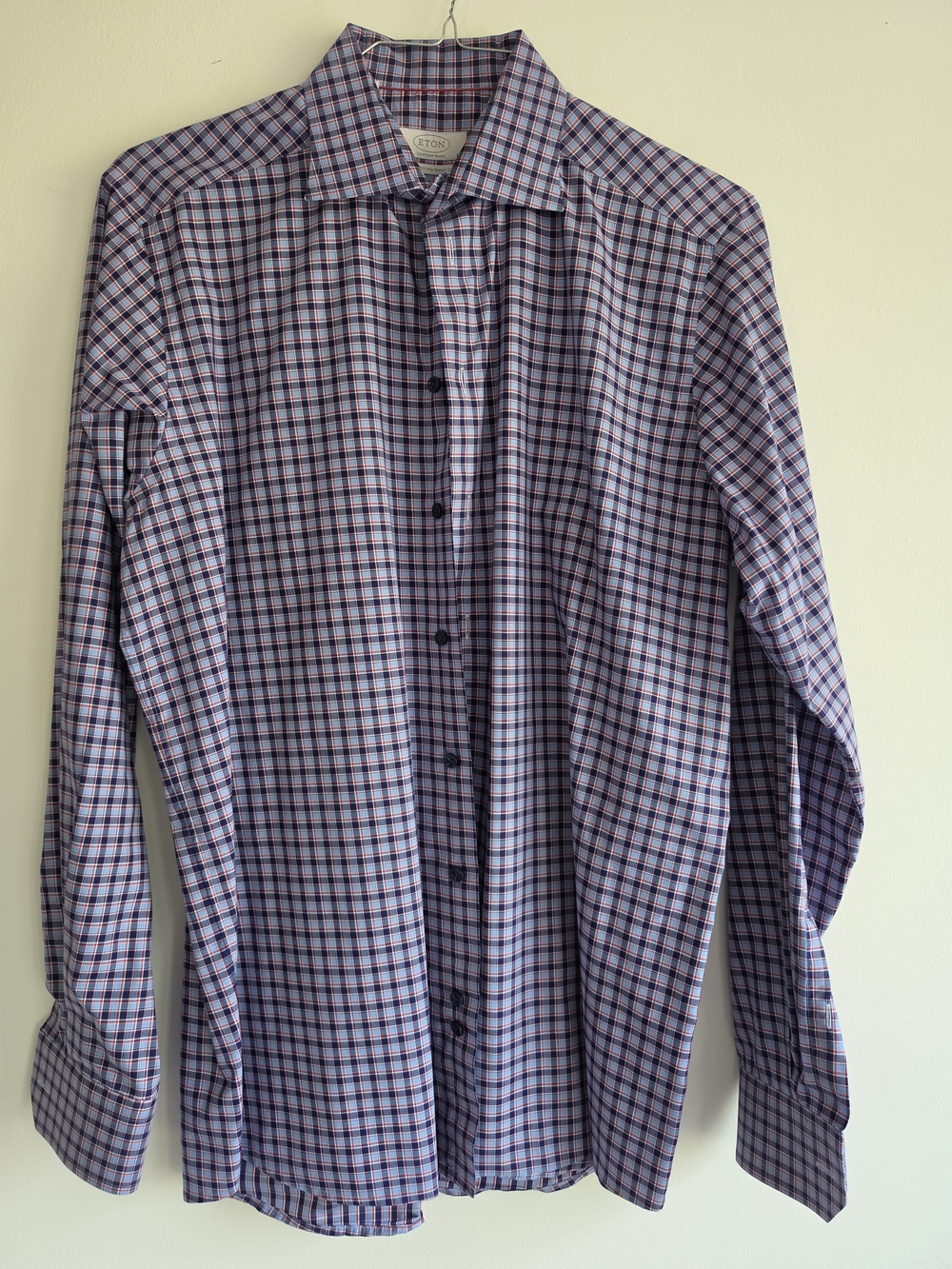 Eton Red Blue Check Dress Shirt Contemporary Trunk Club 16/41 Luxury